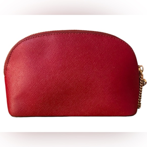 Michael Kors Red Cosmetic Bag with Gold Accents and Zip Pull 7.5x5x3 EUC - Picture 3 of 10